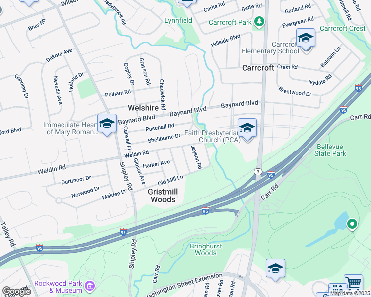 map of restaurants, bars, coffee shops, grocery stores, and more near 113 Edgeroad Lane in Wilmington