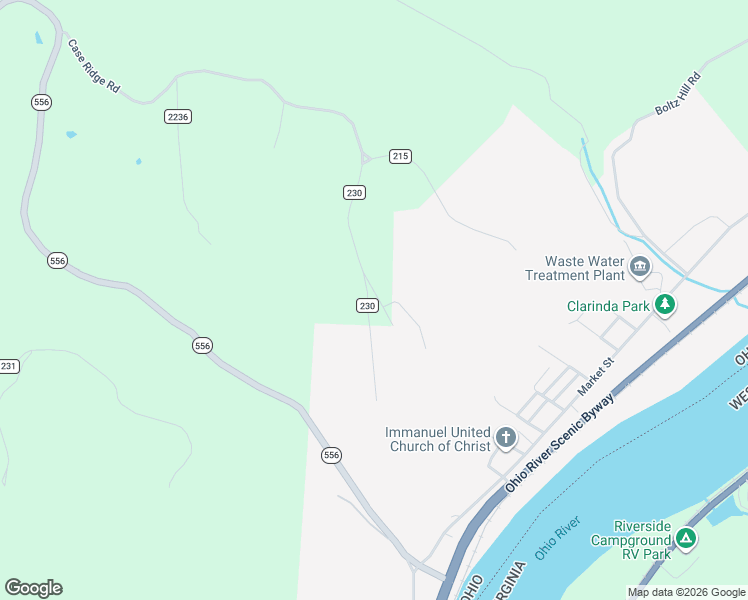 map of restaurants, bars, coffee shops, grocery stores, and more near 52205-52215 Case Ridge Road in Clarington