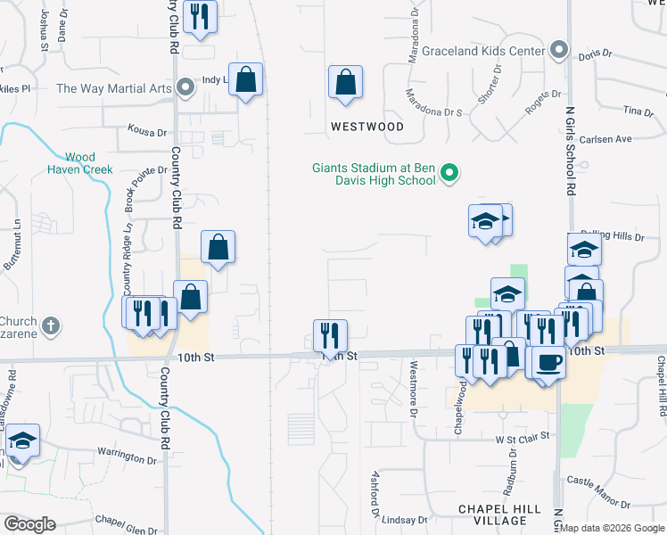 map of restaurants, bars, coffee shops, grocery stores, and more near 7863 Luna Lane in Indianapolis