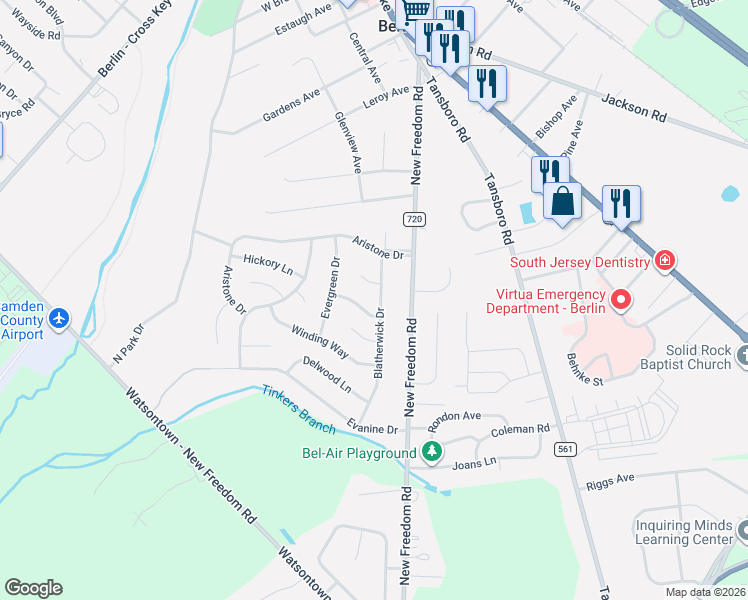 map of restaurants, bars, coffee shops, grocery stores, and more near 3 Columbia Terrace in Berlin