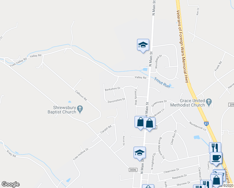 map of restaurants, bars, coffee shops, grocery stores, and more near 11 Asbury Lane in Shrewsbury
