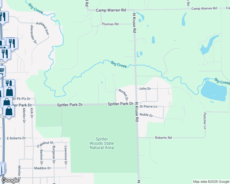 map of restaurants, bars, coffee shops, grocery stores, and more near 1024 Finley Drive in Mount Zion
