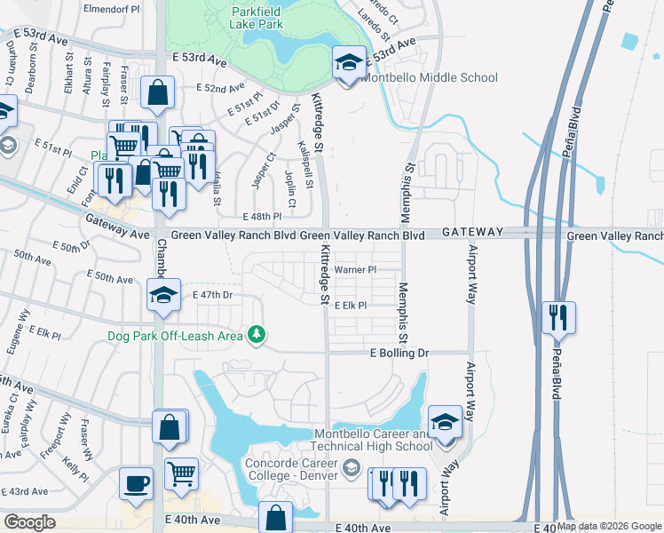 map of restaurants, bars, coffee shops, grocery stores, and more near in Denver