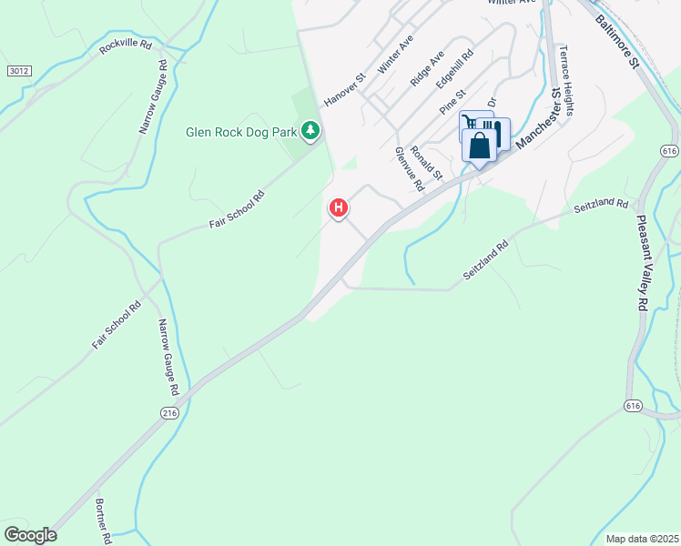 map of restaurants, bars, coffee shops, grocery stores, and more near 4077 Manchester Street in Glen Rock