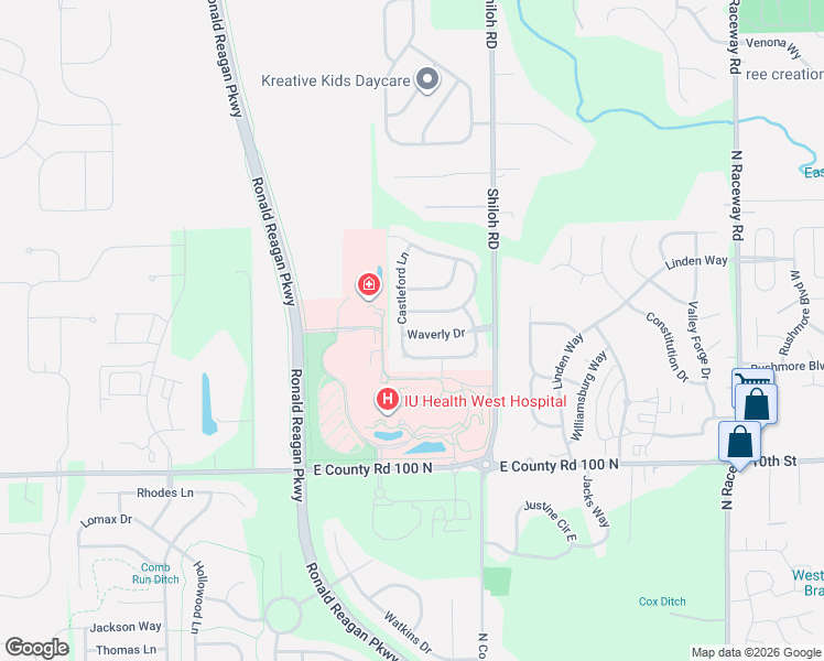 map of restaurants, bars, coffee shops, grocery stores, and more near 10365 Carrington Way in Indianapolis