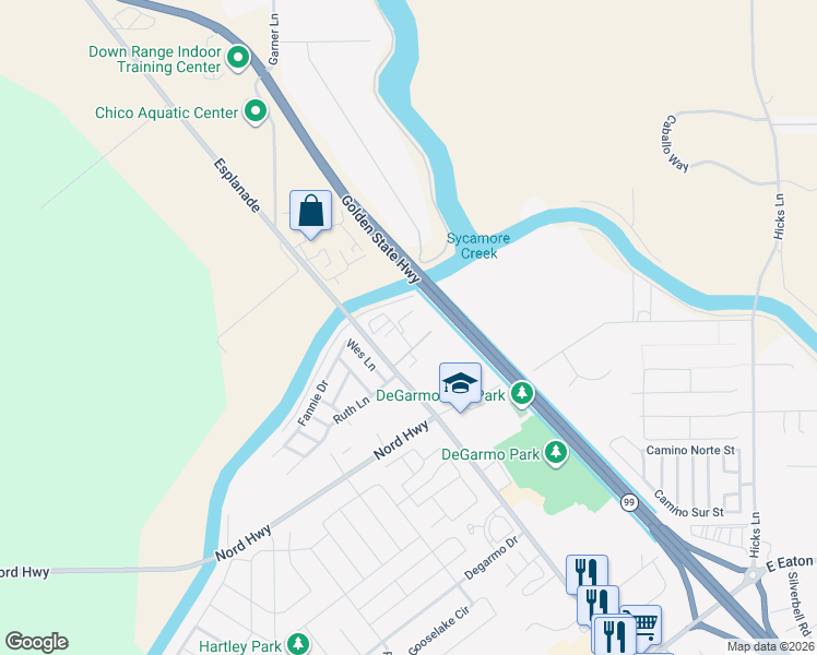 map of restaurants, bars, coffee shops, grocery stores, and more near in Chico