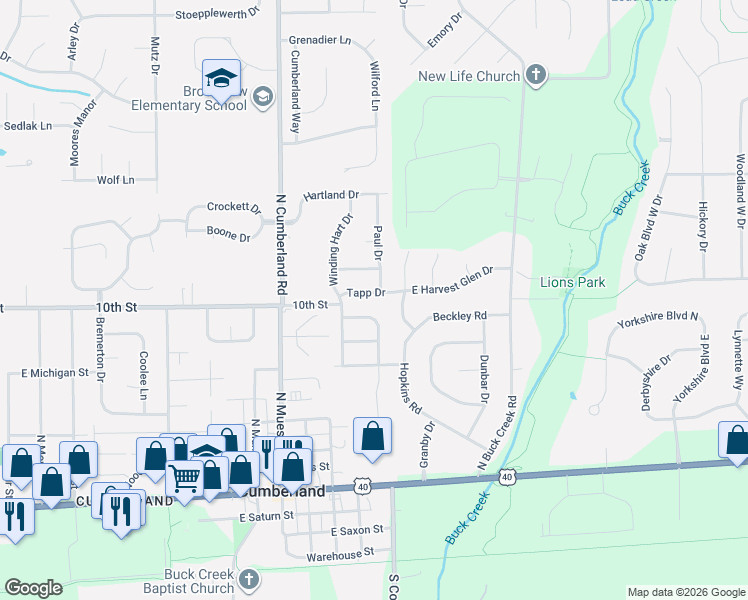 map of restaurants, bars, coffee shops, grocery stores, and more near 11913 Tapp Drive in Indianapolis