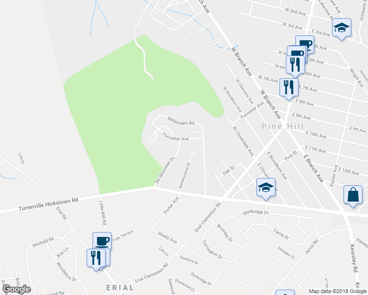 map of restaurants, bars, coffee shops, grocery stores, and more near 606 Bromley Estate in Clementon