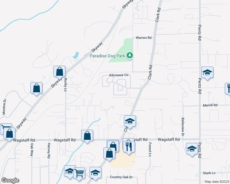 map of restaurants, bars, coffee shops, grocery stores, and more near 1457 Sean Court in Paradise