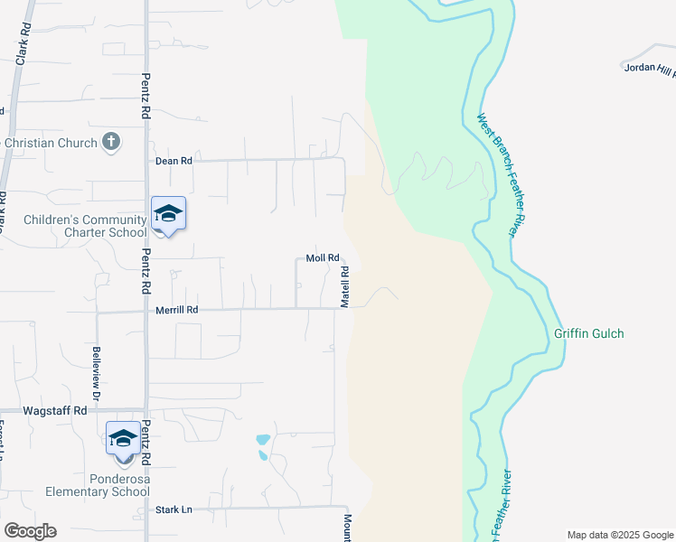 map of restaurants, bars, coffee shops, grocery stores, and more near 6779 Matell Road in Paradise