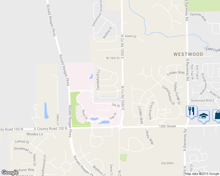 map of restaurants, bars, coffee shops, grocery stores, and more near 10365 Carrington Way in Indianapolis