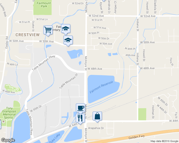 map of restaurants, bars, coffee shops, grocery stores, and more near 15560 West 48th Avenue in Golden