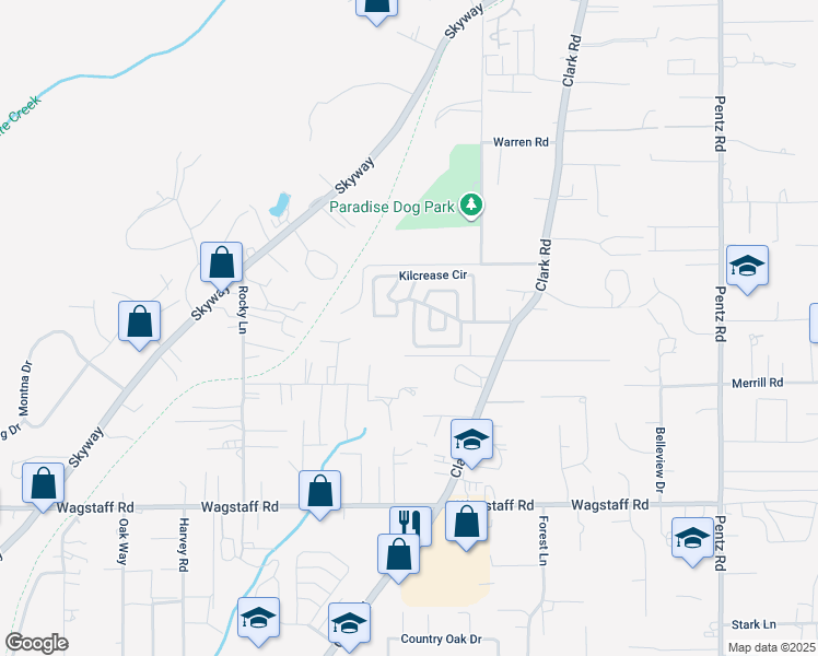 map of restaurants, bars, coffee shops, grocery stores, and more near 1457 Sean Court in Paradise