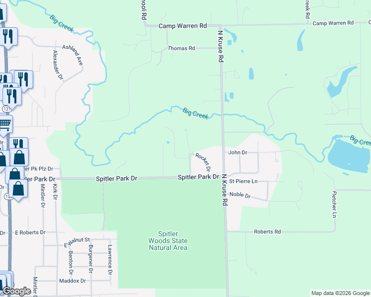 map of restaurants, bars, coffee shops, grocery stores, and more near 1024-1236 Finley Drive in Mount Zion