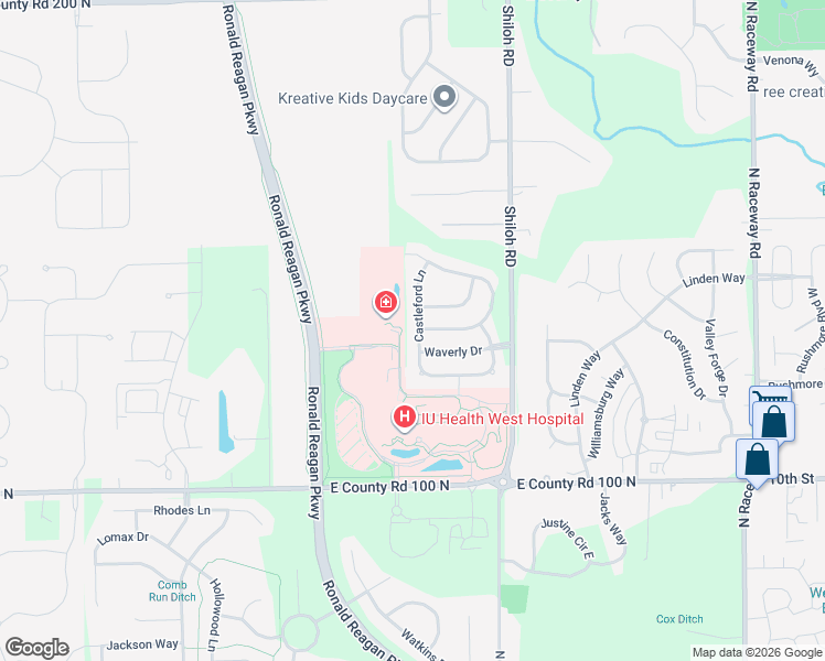 map of restaurants, bars, coffee shops, grocery stores, and more near 1314 Castleford Lane in Indianapolis