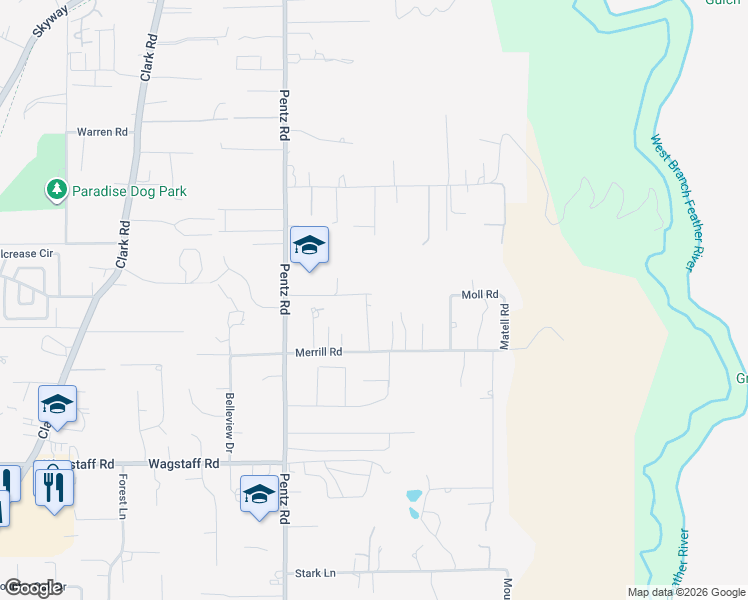 map of restaurants, bars, coffee shops, grocery stores, and more near 6820 Leone Way in Paradise
