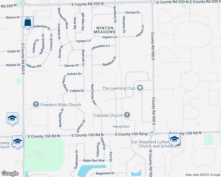 map of restaurants, bars, coffee shops, grocery stores, and more near 8658 Black Stone Crossing in Avon