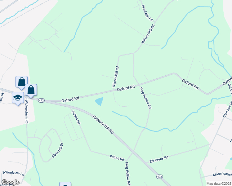 map of restaurants, bars, coffee shops, grocery stores, and more near 103 Meri Leigh Way in Oxford