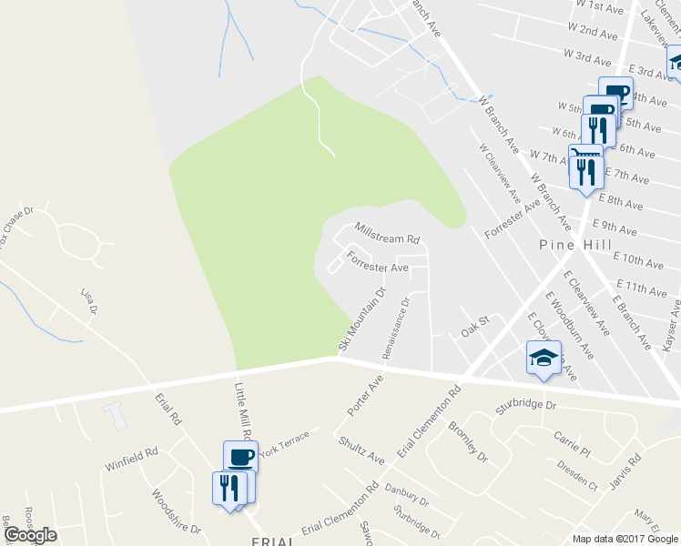 map of restaurants, bars, coffee shops, grocery stores, and more near 27 Golf View Court in Pine Hill