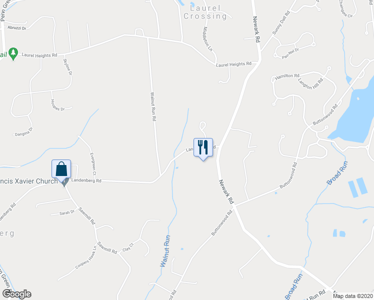 map of restaurants, bars, coffee shops, grocery stores, and more near 349 Landenberg Road in Landenberg