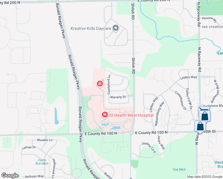 map of restaurants, bars, coffee shops, grocery stores, and more near 10365 Carrington Way in Indianapolis