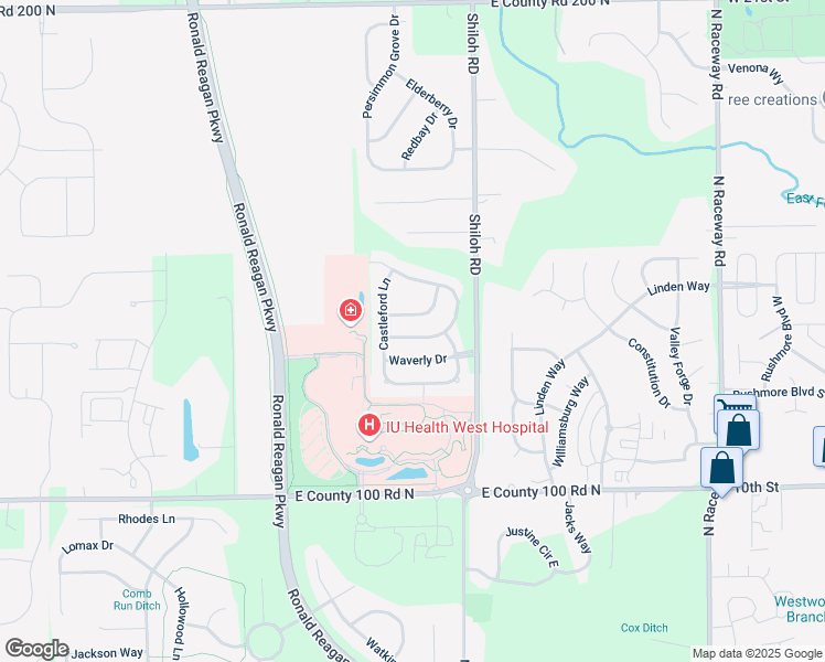 map of restaurants, bars, coffee shops, grocery stores, and more near 10364 Carrington Way in Indianapolis