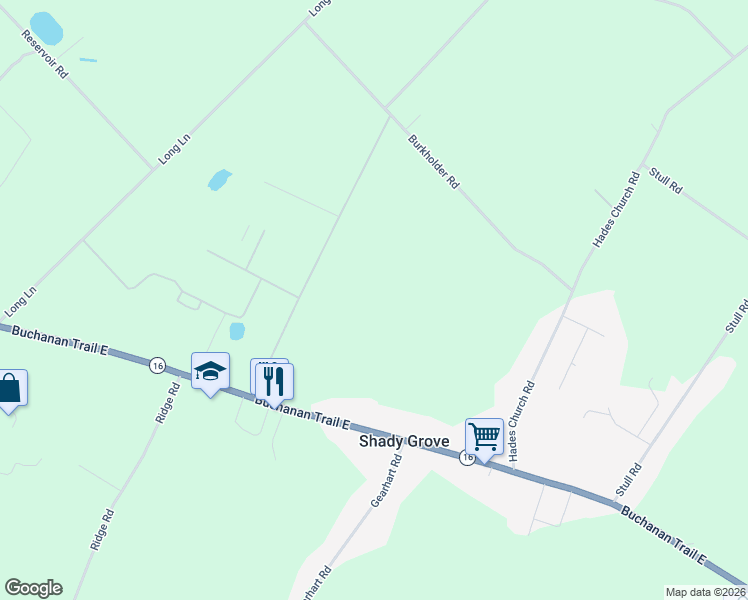 map of restaurants, bars, coffee shops, grocery stores, and more near in Shady Grove