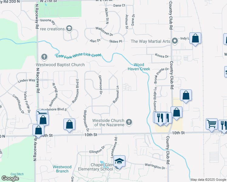 map of restaurants, bars, coffee shops, grocery stores, and more near 8715 Timberwood Drive in Indianapolis
