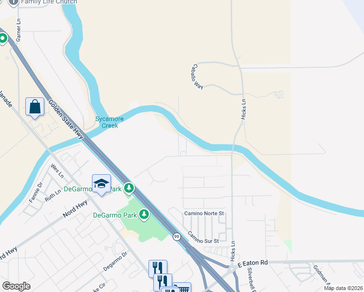 map of restaurants, bars, coffee shops, grocery stores, and more near 309 Sycamore Drive in Chico