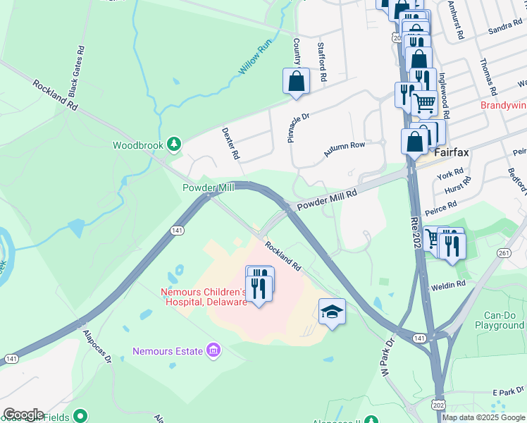 map of restaurants, bars, coffee shops, grocery stores, and more near in New Castle County