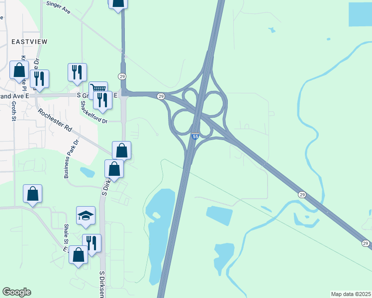 map of restaurants, bars, coffee shops, grocery stores, and more near in Springfield