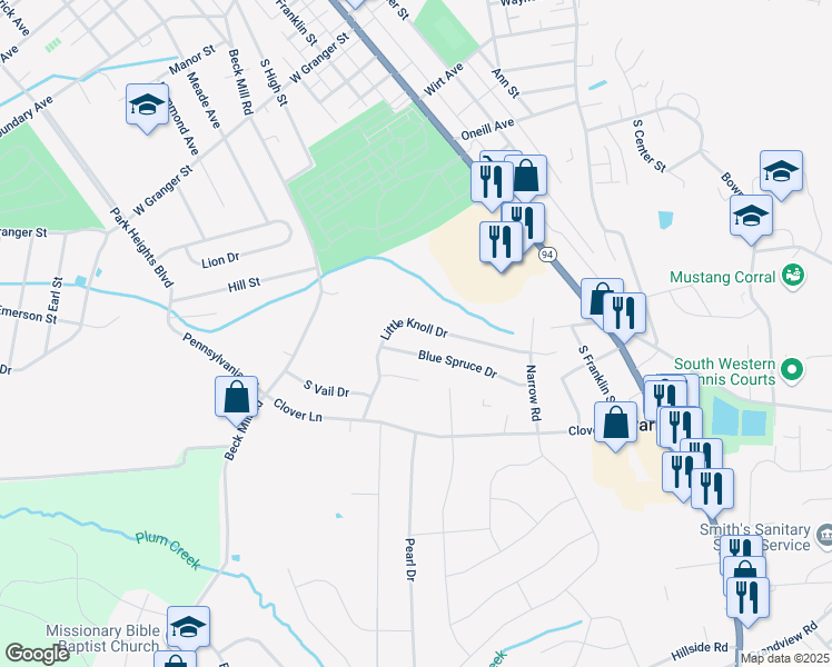 map of restaurants, bars, coffee shops, grocery stores, and more near 28 Little Knoll Drive in Hanover
