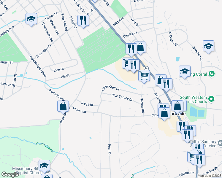 map of restaurants, bars, coffee shops, grocery stores, and more near 28 Little Knoll Drive in Hanover
