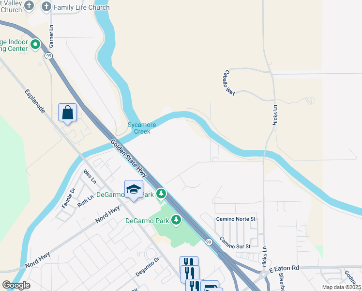 map of restaurants, bars, coffee shops, grocery stores, and more near 211 Sycamore Drive in Chico