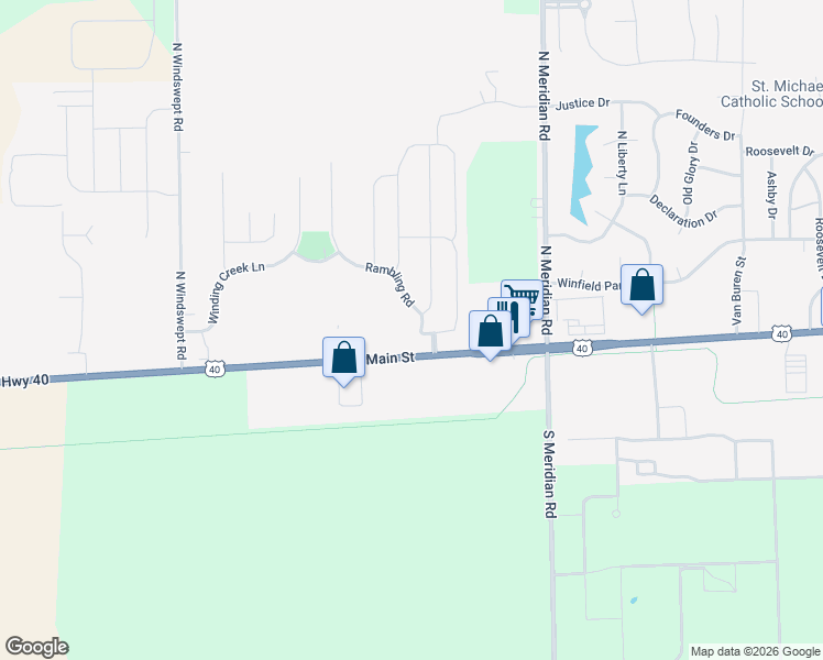 map of restaurants, bars, coffee shops, grocery stores, and more near 88 Rambling Road in Greenfield