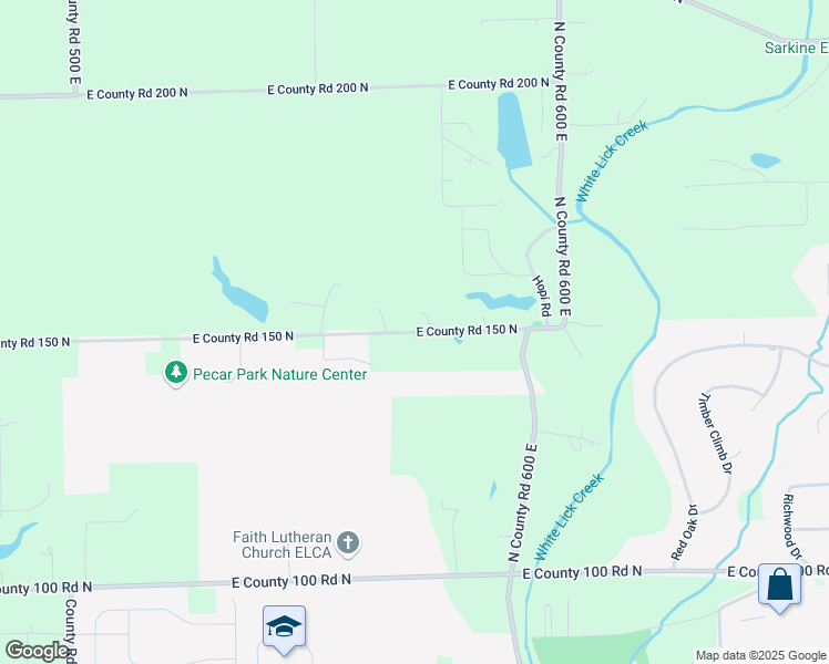 map of restaurants, bars, coffee shops, grocery stores, and more near 5735 East County Road 150 North in Avon
