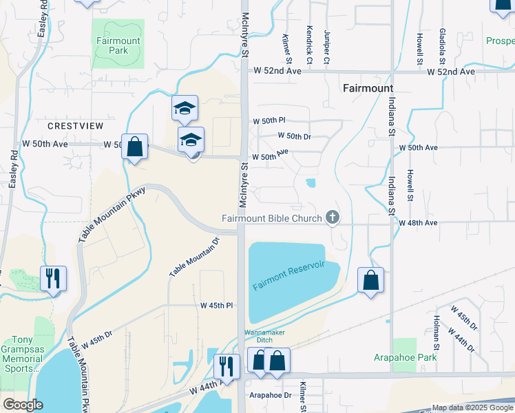 map of restaurants, bars, coffee shops, grocery stores, and more near 15554 West 48th Drive in Golden