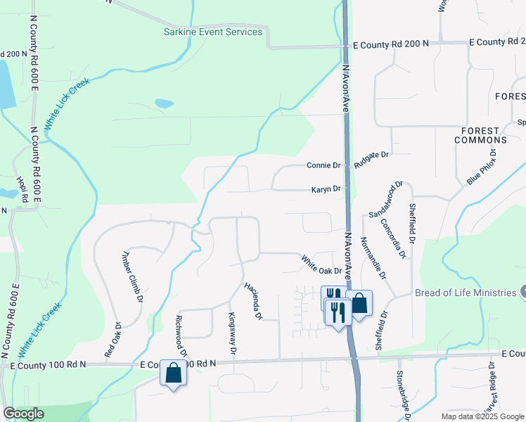 map of restaurants, bars, coffee shops, grocery stores, and more near 1458 Laurel Oak Drive in Avon