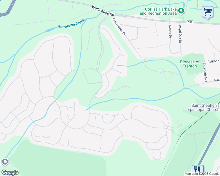 map of restaurants, bars, coffee shops, grocery stores, and more near 21 Beach Haven Way in Ocean Township