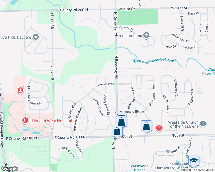 map of restaurants, bars, coffee shops, grocery stores, and more near 1415 Linden Way in Indianapolis