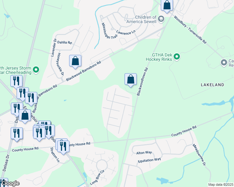 map of restaurants, bars, coffee shops, grocery stores, and more near 35 Caserta Drive in Washington Township