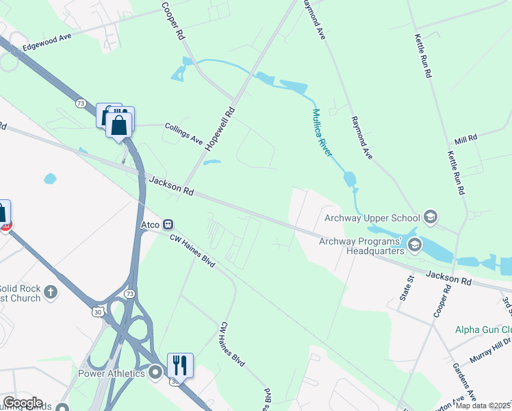 map of restaurants, bars, coffee shops, grocery stores, and more near 152 Jackson Road in Berlin