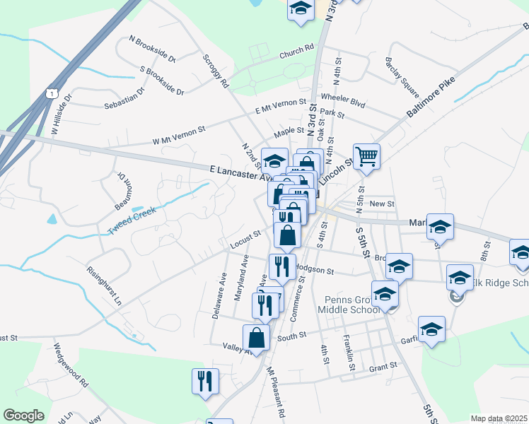 map of restaurants, bars, coffee shops, grocery stores, and more near 53 Western Terrace in Oxford