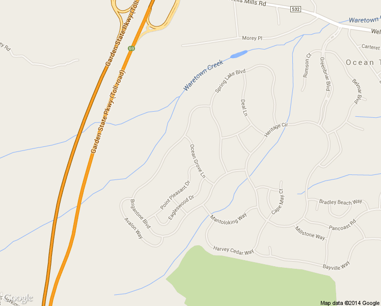 map of restaurants, bars, coffee shops, grocery stores, and more near 29 Ocean Grove Lane in Ocean Township