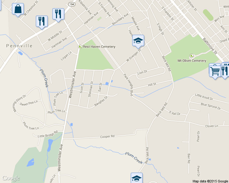 map of restaurants, bars, coffee shops, grocery stores, and more near 3 Emerson Court in Hanover