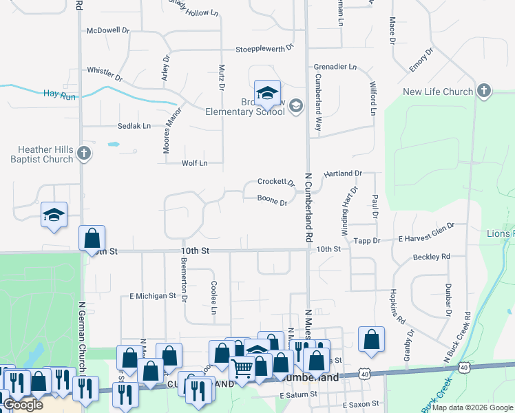 map of restaurants, bars, coffee shops, grocery stores, and more near 1132 Chattanooga Circle in Indianapolis