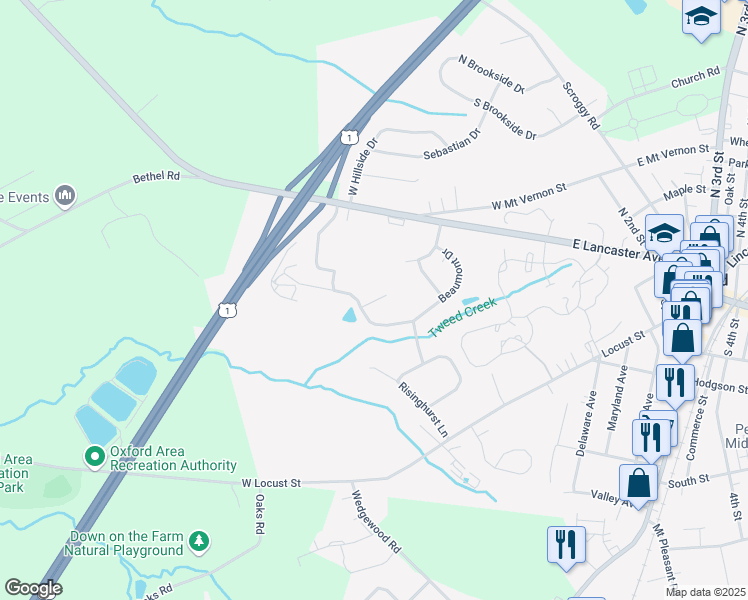 map of restaurants, bars, coffee shops, grocery stores, and more near Radcliffe Court in Oxford