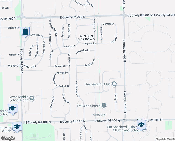 map of restaurants, bars, coffee shops, grocery stores, and more near 8695 Cyprus Hill Passing in Avon