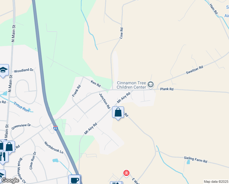 map of restaurants, bars, coffee shops, grocery stores, and more near 982 Plank Road in New Freedom