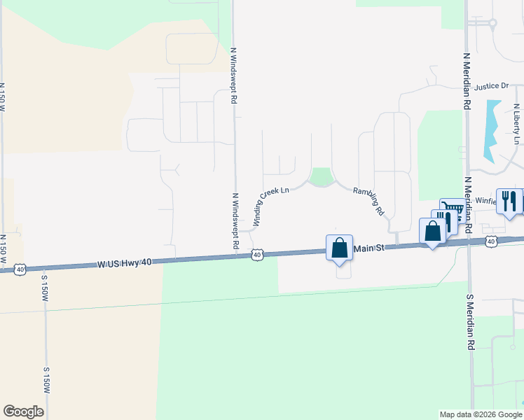 map of restaurants, bars, coffee shops, grocery stores, and more near 2761 Winding Creek Lane in Greenfield